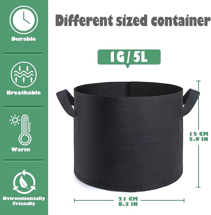 GROWTNT 1 Gallon Grow Bags 24 Pack, 1 Gallon Fabric Pots, Garden Bags to Grow - Image 2