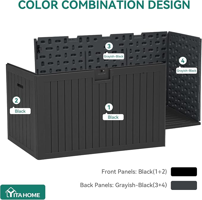 YITAHOME 200 Gallon Extra Large Deck Box, Double-Wall Resin Outdoor Storage Box - Image 7