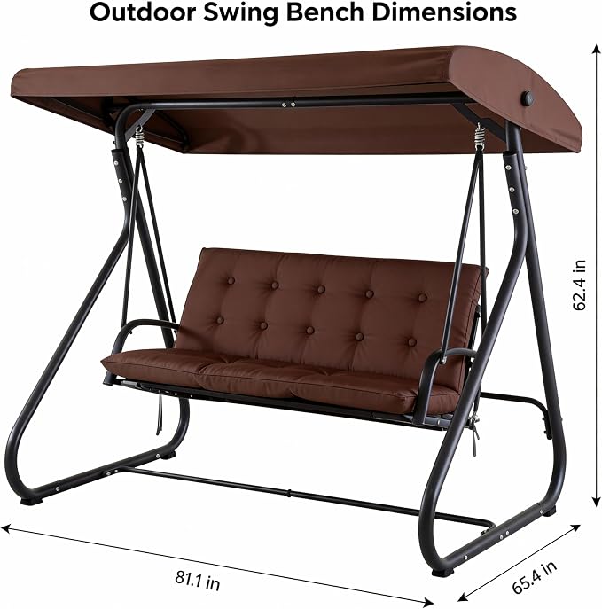 3-Seat Outdoor Convertible Swing Glider - Image 2