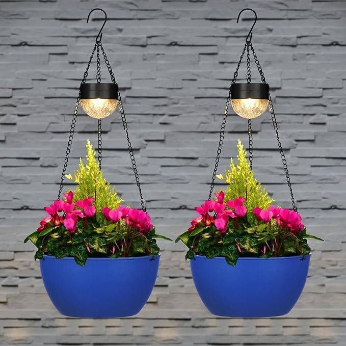 BAYN 2 Packs Solar Hanging Basket Planters - Image 2