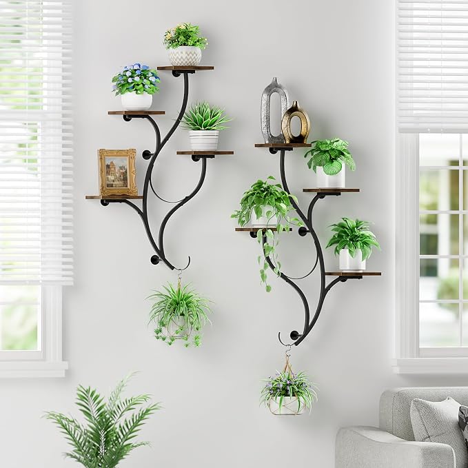 LATIBELL 2 Packs Wall Planters for Indoor Plants 8 Tiered Wall Mount Plant - Image 2
