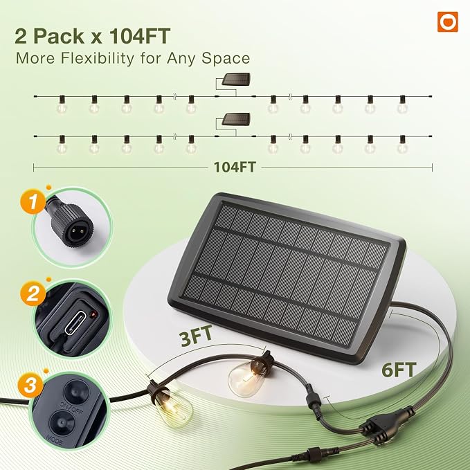 addlon 204FT Solar String Lights Waterproof, Patio Lights Solar Powered - Image 5
