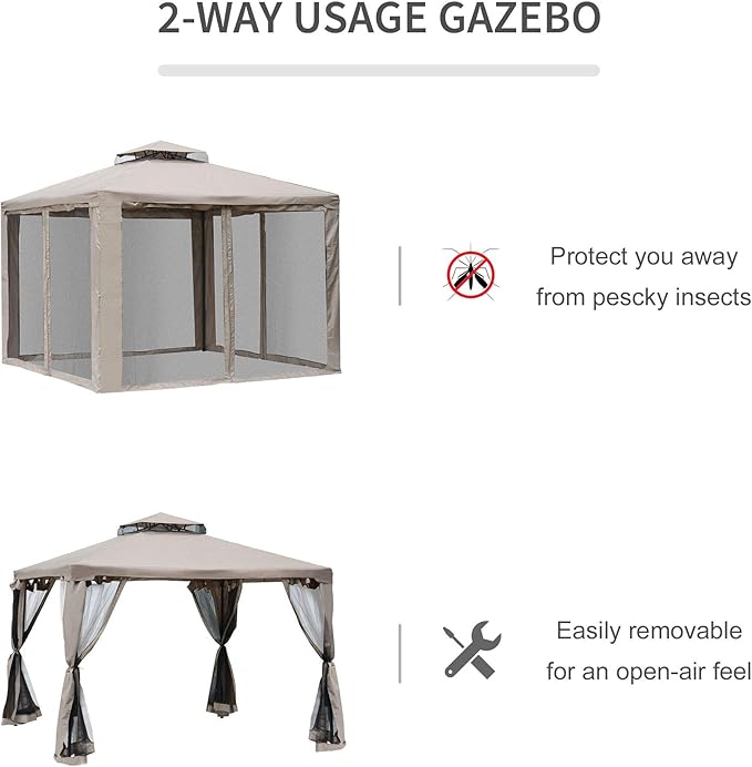 Outsunny 9.6' x 9.6' Patio Gazebo, Outdoor Canopy Shelter - Image 5