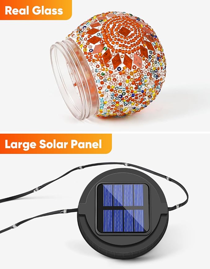 Mosaic Solar Lights Outdoor 6 Pack, Solar Hanging Lanterns Christmas Halloween - Image 4