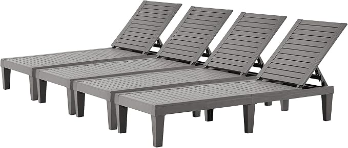 Outdoor Lounge Chaise, Adjustable Pool Lounge Chairs by EUNHOO