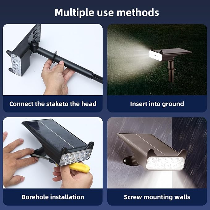 Solar Spotlights Outdoor Waterproof Landscape Path Lights Solar Dusk to Dawn - Image 5