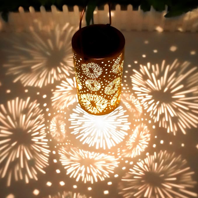 Fireworks Birthday Gifts for Women, Solar Lanterns Outdoor Waterproof, Garden by DIBIEECN
