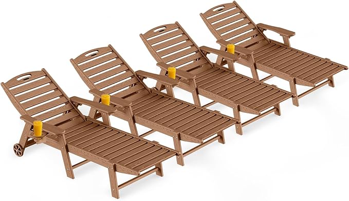 Ciokea Outdoor Lounge Chair Set of 4, All Weather Patio Chaise Lounge Chairs by CIOKEA
