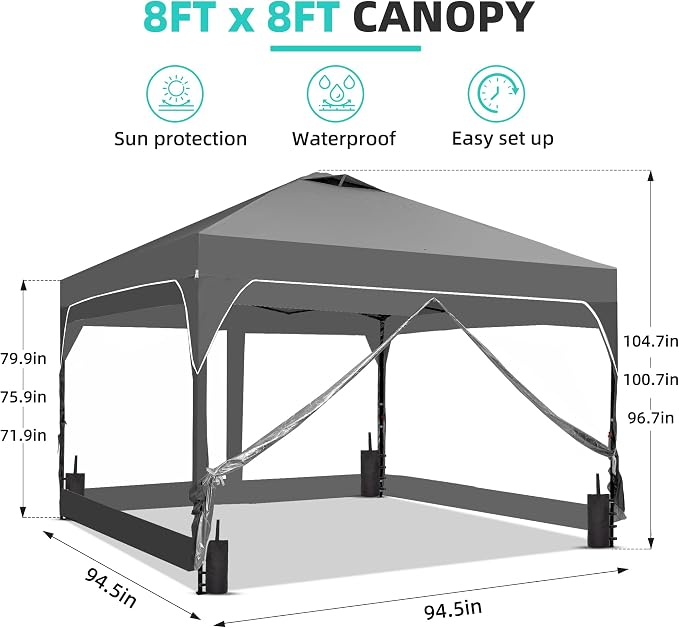 GDY 8x8FT Outdoor Pop Up Canopy Tent - Image 2