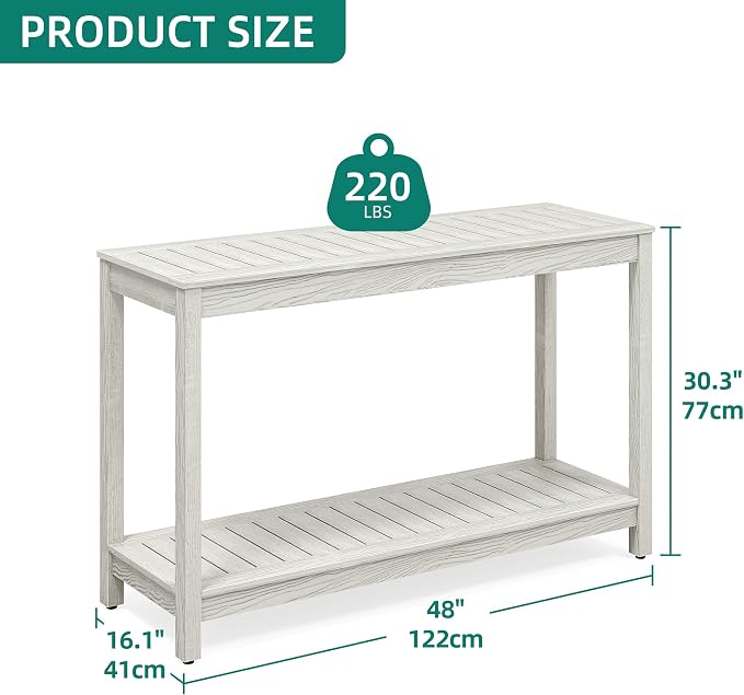 YITAHOME 48" Patio Bar Table Entry Console Table, 2-Shelf HIPS Indoor Outdoor - Image 3