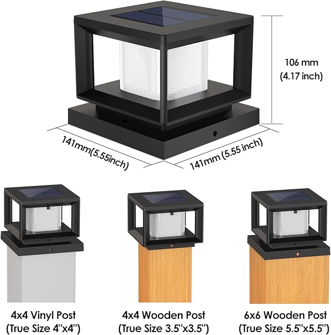 Mlambert 4 Pack Solar Post Lights Outdoor, Waterproof Fence Cap - Image 5