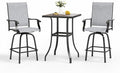 MFSTUDIO 3 Piece Outdoor Swivel Bar Set, Outdoor Bar Table and Chairs Set by MFSTUDIO