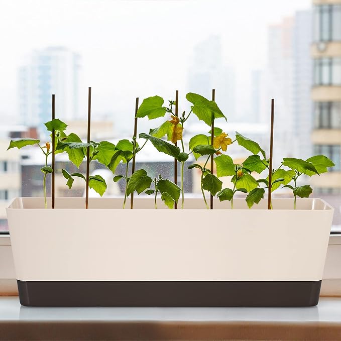 Skelang 3 Pcs Rectangular Plant Pot, 16.7" Flower Planter Box, Windowsill - Image 5