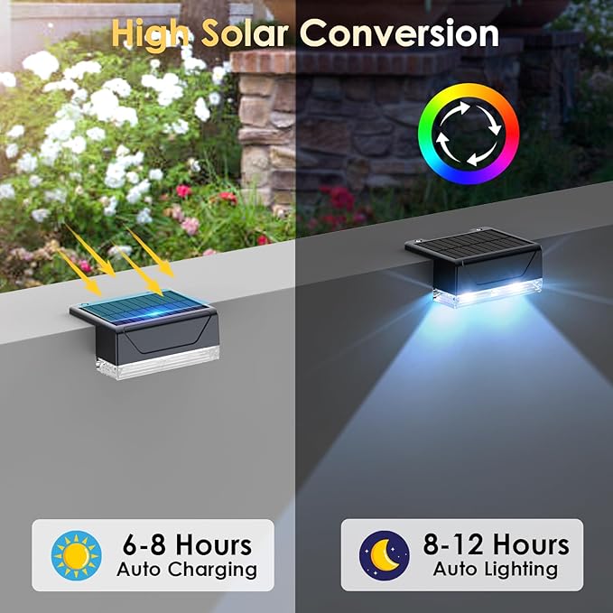 12PK Solar Fence Lights Outdoor Waterproof LED - Image 3