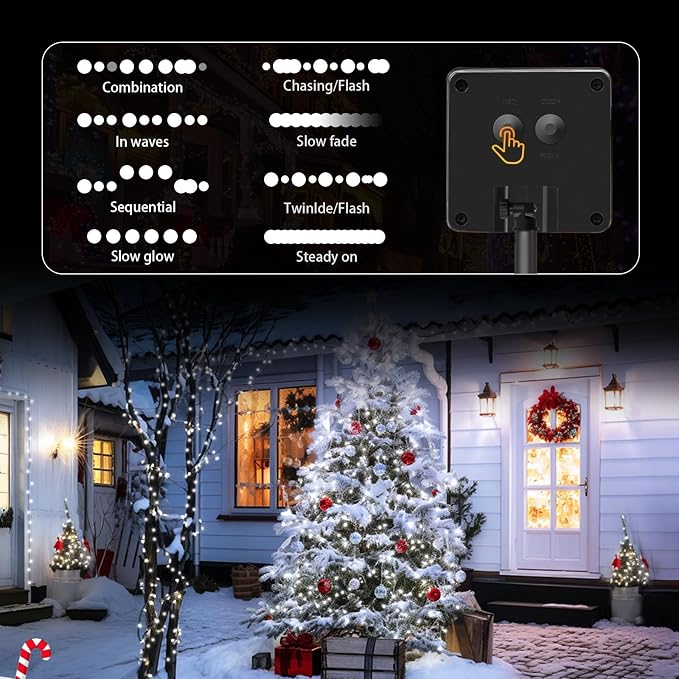 2 Pack Solar String Lights Outdoor, 200 LED Extra-Long 78Ft Solar Lights Outdoor - Image 5