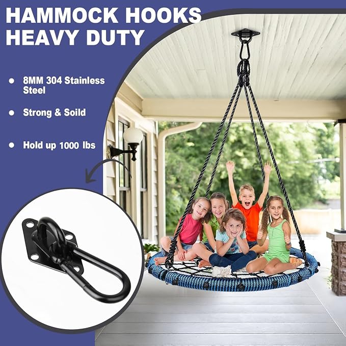 Hammock Hooks 2 Pack, Heavy Duty Hammock Hanging Kit, M8 Pad Eye Hanging Hooks - Image 4