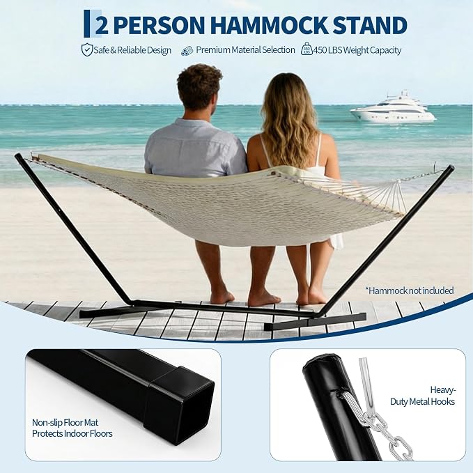 12 FT Outdoor Hammock Stand Heavy Duty Steel, Portable 2 Person Hammock Frame - Image 4