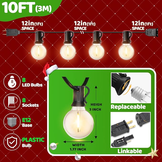 10FT LED Outdoor String Lights - Image 8