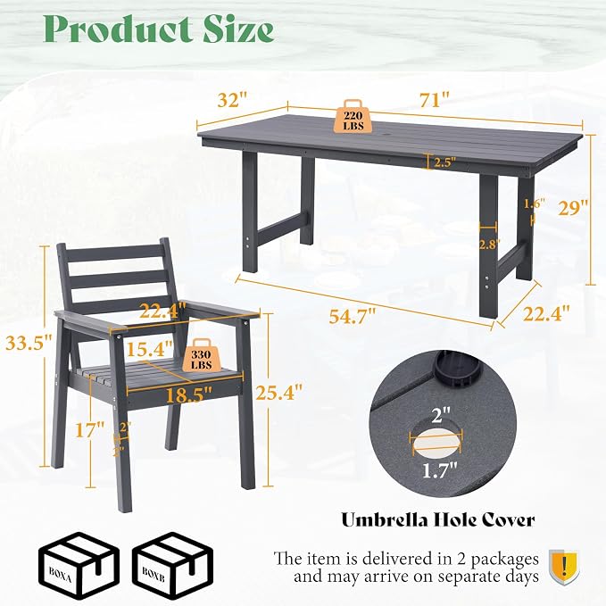AMERLIFE 7-Piece HDPE Outdoor Dining Set - Image 2