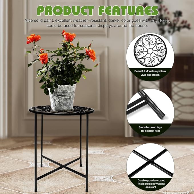 Plant Stand Indoor Outdoor, Round Metal Corner Plant Stand - Image 5