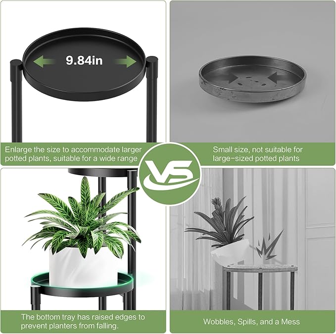 3 Tier Metal Corner Plant Stand Indoor Outdoor, Heightened widened 30'' Tall - Image 4