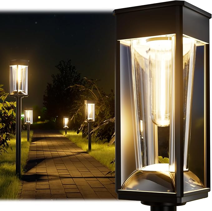 Solar Lights Outdoor, 2-in-1 Warm&Cool, 2 Pack Bright Solar Pathway Lights by BITPOTT