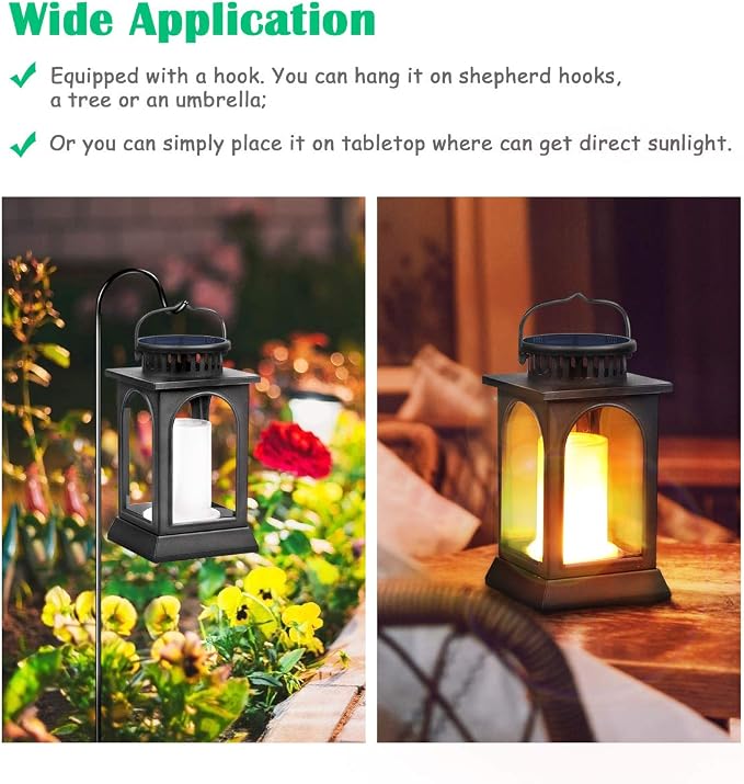 TomCare Solar Lights Flickering Flame Upgraded Metal Solar Lantern Outdoor - Image 5