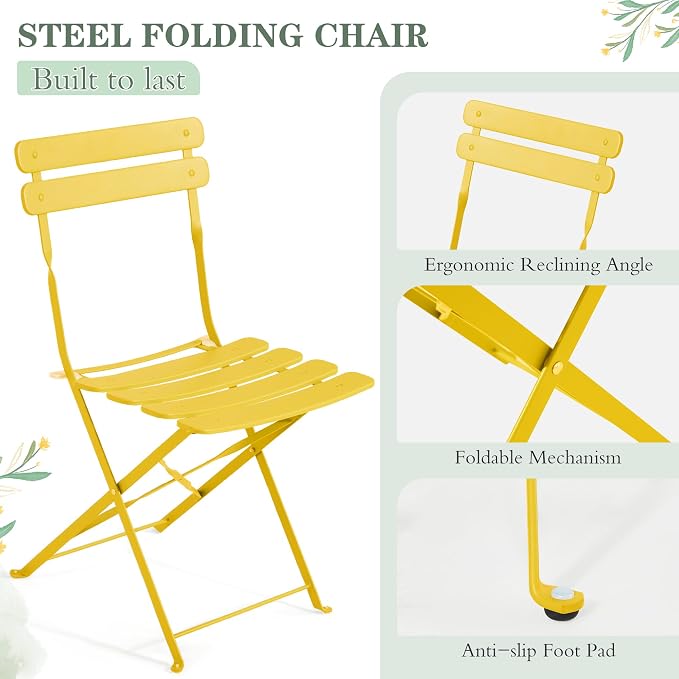 MELLCOM 5-Piece Foldable Patio Dining Set - Image 3