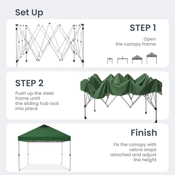PHI VILLA 10x10 Pop Up Canopy Tent Easy Outdoor Sun Shade - Image 5