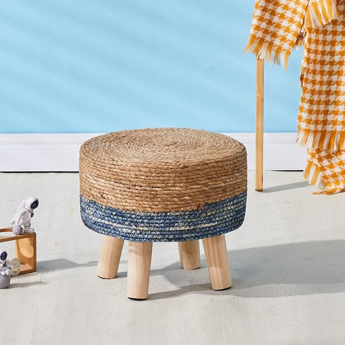 Cpintltr Foot Stool Natural Seagrass Hand Weave Poufs Round Ottoman - Image 7