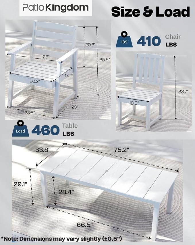 White 9-Piece Outdoor Dining Set - Image 4