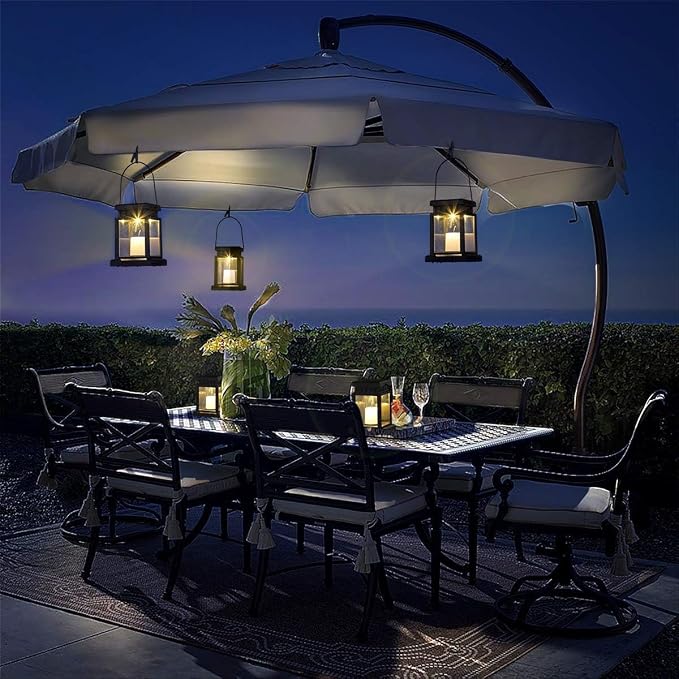 GIGALUMI 8 Pack Solar Hanging Lantern Outdoor, Candle Effect Light - Image 3