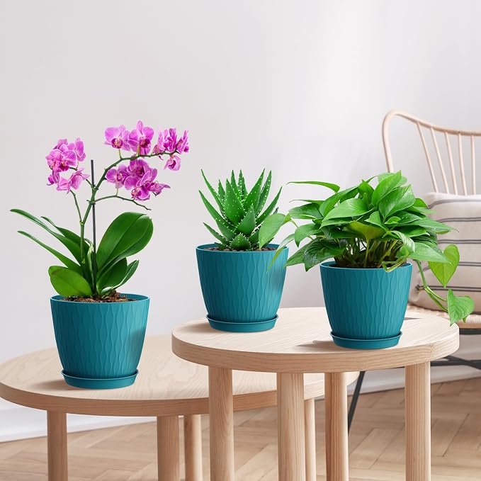 6 inch Plant Pots, 5 Pack Flower Pots - Image 6