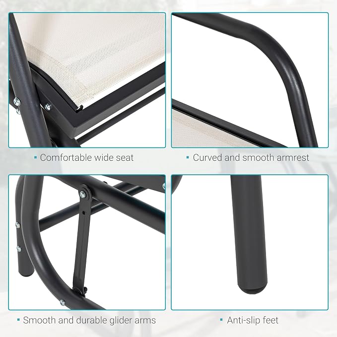 Outsunny Porch Glider, Metal Frame Swing Glider Chair - Image 7