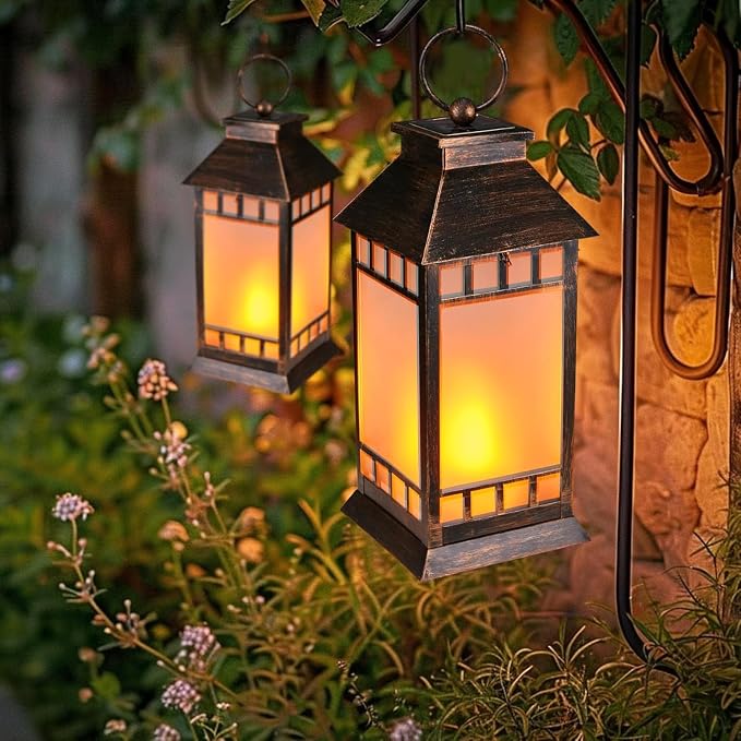 18'' Glass Solar Lantern Outdoor Waterproof, Large Hanging Solar Lanterns - Image 3