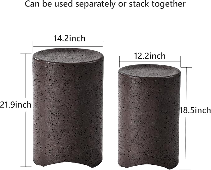 COSIEST Concrete Side Table, Decorative Garden Stools - Image 2