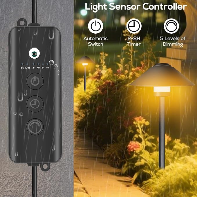 Banord 4 Pack Dusk to Dawn Outdoor Pathway Lights，Dimmable LED Landscape Path - Image 4