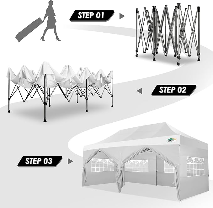 COBIZI 10x20 Canopy with Sidewalls, Heavy Duty Party Tent Pop up Canopy - Image 3
