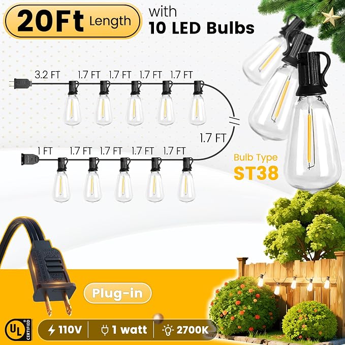 Outdoor String Lights 20FT - Image 5