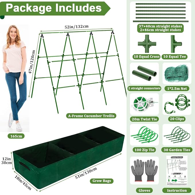 Cucumber Trellis for Garden, 50 x 54 Inches A Frame Gardening Trellis - Image 2