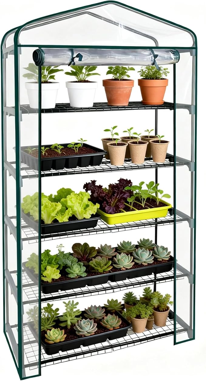 Worth Garden 50% Extra Wide Mini Greenhouse 5 Tier Portable Plant Green House by WORTH