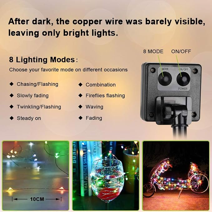Brizled 2 Pack Each 200 LED 66ff Multicolor Solar Christmas Lights, Colored - Image 3