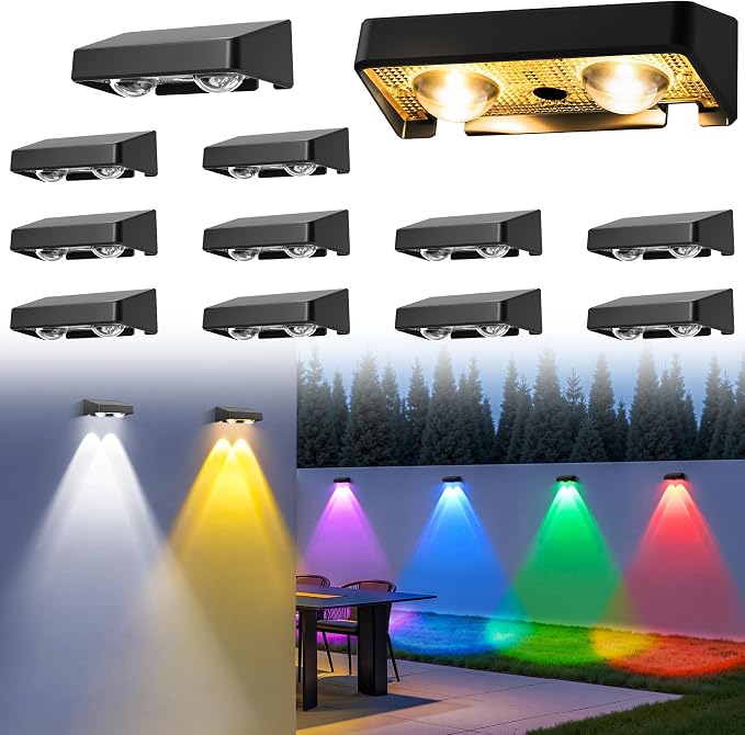 Solar Fence Lights Outdoor 12 Pack, 50 LM 11 Modes & 9 Colors Solar Lights - Image 7