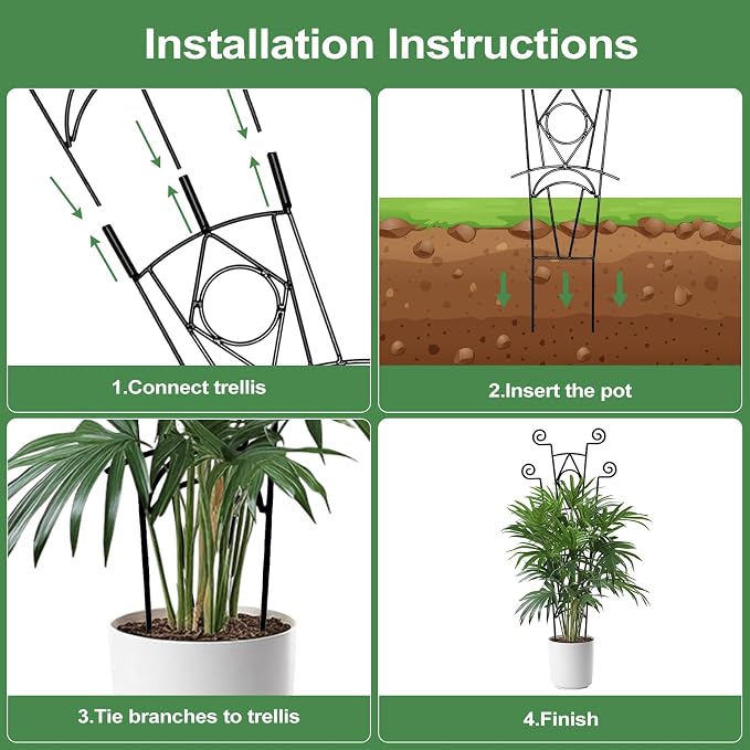 Indoor Plant Trellis for Climbing Plants 2 Pack Small Garden Metal Support for - Image 6