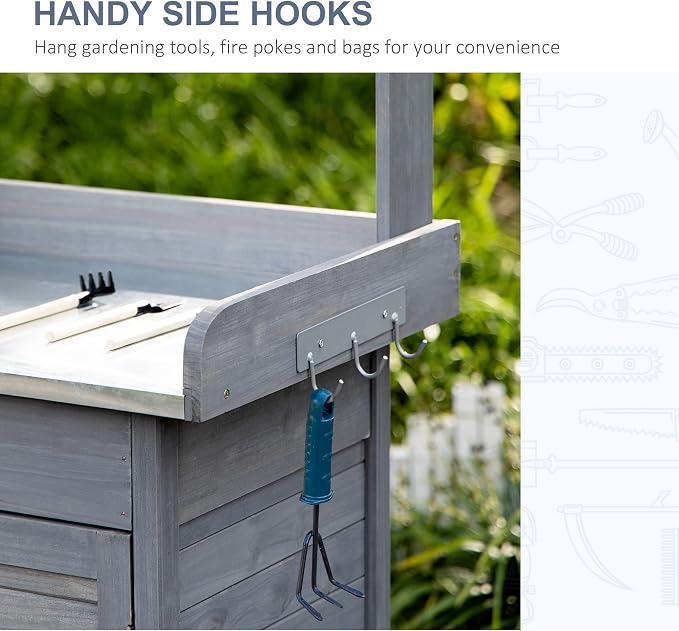 Outsunny Outdoor Potting Bench Table, Garden Work Station - Image 5