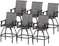 LEVELEVE Patio Bar Set 6pcs Swivel Bar Stools Outdoor Bistro Textilene by Enjoyyourlife