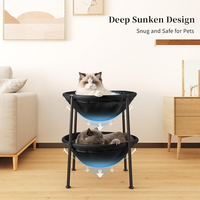 Double Cat Bed Black, Breathable Pet Bed - Image 4