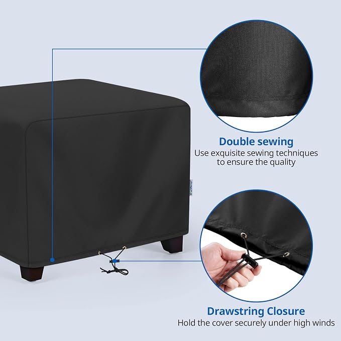 SunPatio Outdoor Ottoman Cover, Waterproof Square Coffee Table Cover, Patio - Image 4