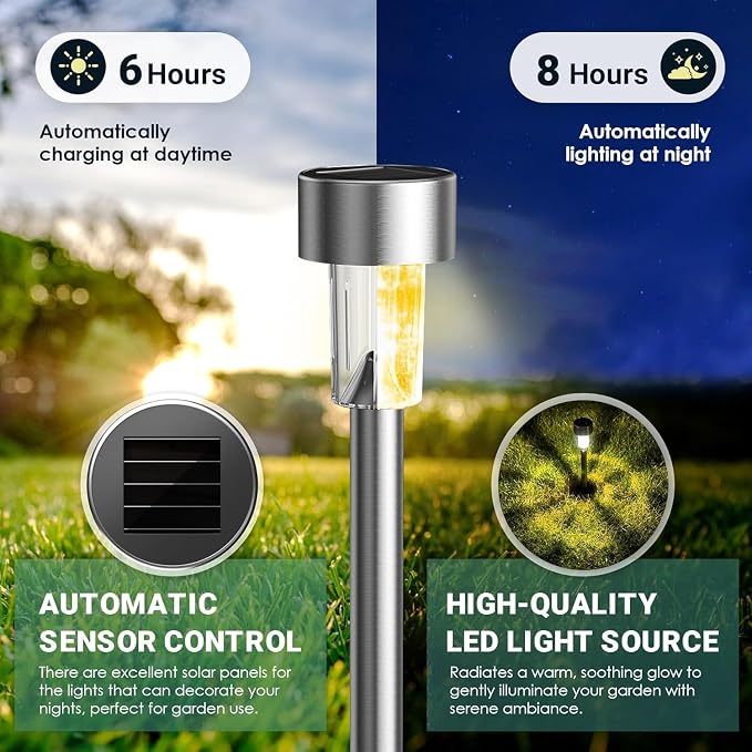 GIGALUMI Solar Lights Outdoor Waterproof, 20 Pack Warm White, Garden Decor - Image 5
