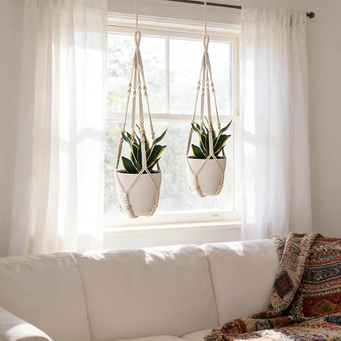 Macrame Plant Hanger for 4-12 Inch Pot Indoor Crochet Hanging Plant Holder - Image 2